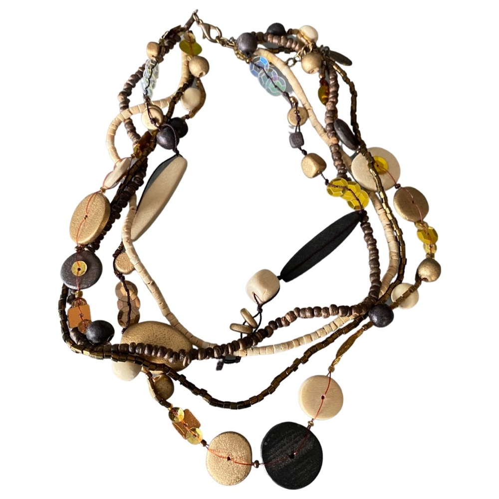Multi-Layered Bead and Button Necklace